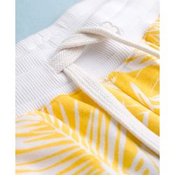 Pine Kids Looper Knit Above Knee Length Shorts with Leaf Print - Light Yellow