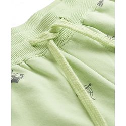 Pine Kids Looper Knit Above Knee Length Shorts with Nautical Theme Print - Light Green