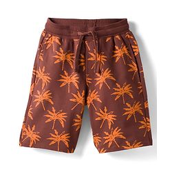 Pine Kids Looper Knit Above Knee Length Tree Printed Shorts - Dark Brown