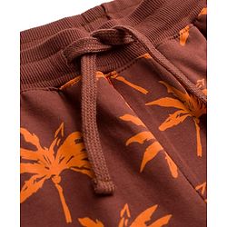 Pine Kids Looper Knit Above Knee Length Tree Printed Shorts - Dark Brown