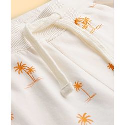 Pine Kids Looper Knit Above Knee Length Shorts with Coconut Tree Print - Lemon