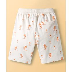 Pine Kids Looper Knit Above Knee Length Shorts with Coconut Tree Print - Lemon