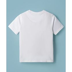 Pine Kids Cotton Knit Half Sleeves T-Shirt with Surfing Print - White