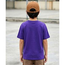 Pine Kids 100% Cotton Knit Half Sleeves Tiger Printed T-Shirt - Purple