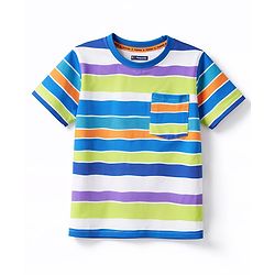 Pine Kids Cotton Knit T-Shirts Striped Round Neck Half Sleeves Multi Color 4-5 Years