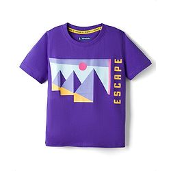 Pine Kids Cotton Knit Half Sleeves T-Shirt with Text Print - Purple