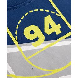 Pine Kids Cotton Knit Half Sleeves T-Shirt With Basketball Print - Navy Blue