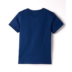 Pine Kids Cotton Knit Half Sleeves T-Shirt With Basketball Print - Navy Blue