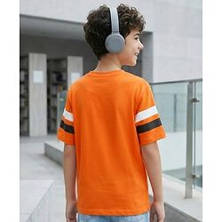 Pine Kids Cotton Knit Half Sleeves T-Shirt With BMX Print - Rust Orange
