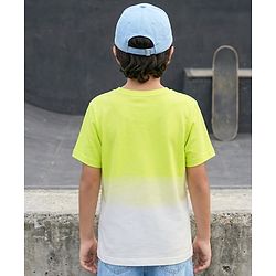Pine Kids Cotton Knit Half Sleeves T-Shirt with Skateboard Print - Lime Green