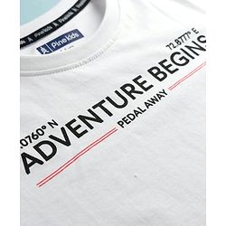 Pine Kids Cotton Knit Half Sleeves T-Shirt with Adventure Print - White