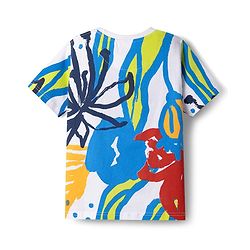 Pine Kids 100% Cotton Knit Half Sleeves Abstract Printed T-Shirt - White