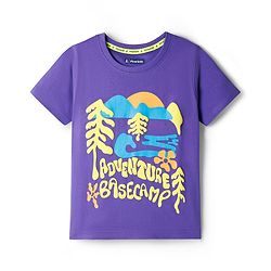 Pine Kids Cotton Knit Half Sleeves T-Shirt with Jungle Safari Theme Print - Purple