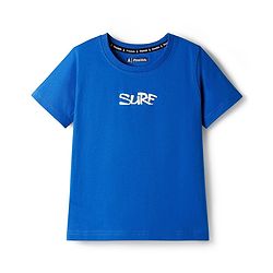 Pine Kids Cotton Knit Half Sleeves T-Shirt with Text Print - Blue