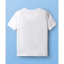 Pine Kids Cotton Knit Half Sleeves T-Shirt with Beach Theme Print - White