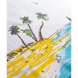 Pine Kids Cotton Knit Half Sleeves T-Shirt with Beach Theme Print - White