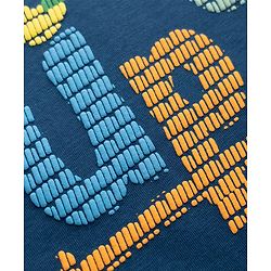 Pine Kids Cotton Knit Half Sleeves T-Shirt With Text Print - Navy Blue