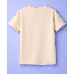 Pine Kids Cotton Knit Half Sleeves T-Shirt with Bear Print - Off White