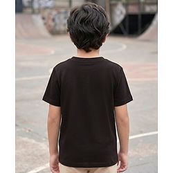 Pine Kids Cotton Knit Half Sleeves T-Shirt with Sport Print - Black