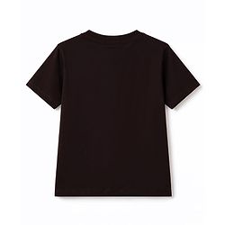 Pine Kids Cotton Knit Half Sleeves T-Shirt with Sport Print - Black