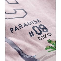 Pine Kids Cotton Knit Half Sleeves T-Shirt With Beach Print - Pink