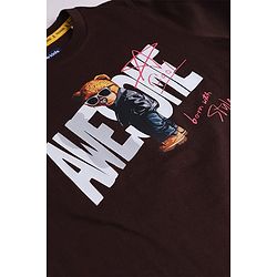Pine Kids Cotton Knit Half Sleeves T-Shirt with Bear Print - Wine