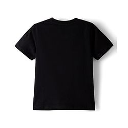 Pine Kids Cotton Knit Half Sleeves T-Shirt With Teddy Robot Print - Black