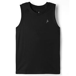 Pine Active Knit Sleeveless Solid Tank T-Shirt -Black