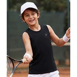 Pine Active Knit Sleeveless Solid Tank T-Shirt -Black