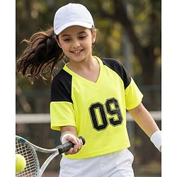 Pine Active Knit Raglan Half Sleeves T-Shirt - Neon Green & Black