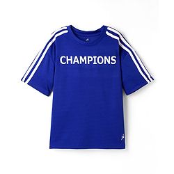 Pine Active Knit Drop Shoulder Half Sleeves Champions Printed T-Shirt - Pine Active Knit Sleeveless Solid Tank T-Shirt -Royal Blue