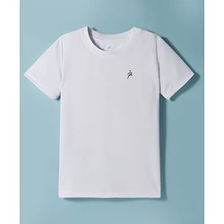 Pine Active Knit Half Sleeves Solid T-Shirt - White