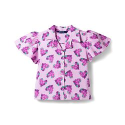 Pine Kids Cotton Knit Half Sleeves Top with Floral Print - Lilac