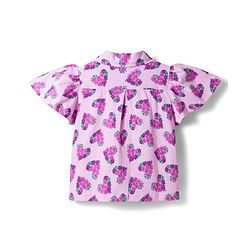 Pine Kids Cotton Knit Half Sleeves Top with Floral Print - Lilac