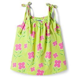 Pine Kids Cotton Knit Sleeveless Floral Printed Top - Light Green