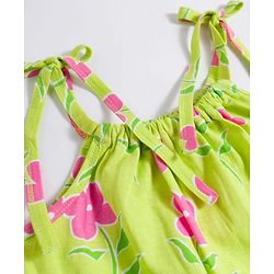 Pine Kids Cotton Knit Sleeveless Floral Printed Top - Light Green