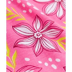 Pine Kids Cotton Knit Flutter Sleeves Floral Printed Top - Pink