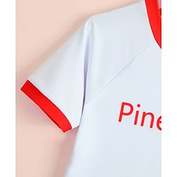 Pine Active Half Raglan Sleeves Text Printed Frock Swimsuit - White