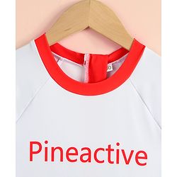 Pine Active Half Raglan Sleeves Text Printed Frock Swimsuit - White