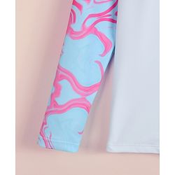 Pine Active Full Raglan Sleeves Printed Two Piece Swimsuit - Pink