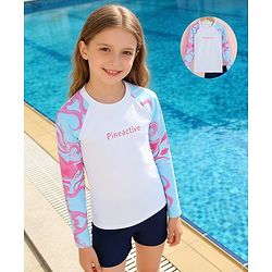 Pine Active Full Raglan Sleeves Printed Two Piece Swimsuit - Pink