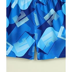 Pine Kids Half Raglan Sleeves Abstract Printed Two Piece Swimsuit - Blue
