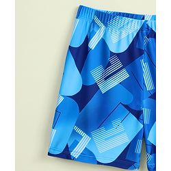 Pine Kids Half Raglan Sleeves Abstract Printed Two Piece Swimsuit - Blue