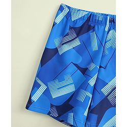 Pine Kids Half Raglan Sleeves Abstract Printed Two Piece Swimsuit - Blue