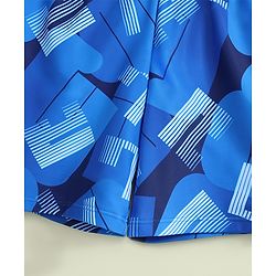 Pine Kids Half Raglan Sleeves Abstract Printed Two Piece Swimsuit - Blue