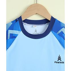 Pine Kids Half Raglan Sleeves Abstract Printed Two Piece Swimsuit - Blue