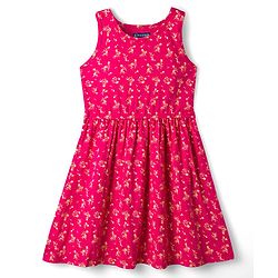 Pine Kids 100% Cotton Knit Sleeveless Floral Printed Frock - Red
