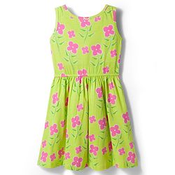 Pine Kids Cotton Knit Sleeveless Frock with Floral Print - Light Green