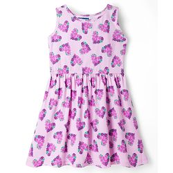 Pine Kids Cotton Knit Sleeveless Frock with Floral Print - Plum