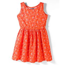 Pine Kids Cotton Knit Sleeveless Fit & Flared Frock with Floral Print- Orange